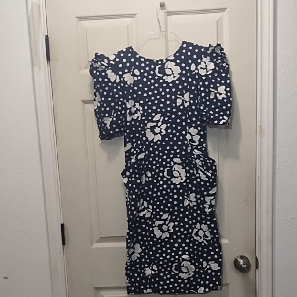 No Label Navy Polka Dot Floral Dress